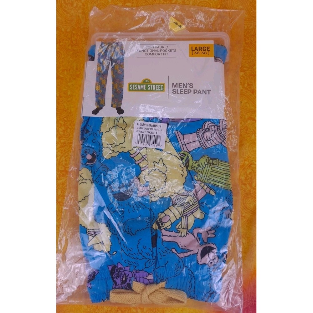 Sesame Street‎ Mens Pajama Sleep Pants Size Large 36-38 Character Pattern